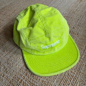 NWOT Supreme Neon Yellow Corduroy Camp Cap
